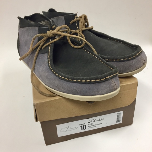 OluKai Shoes - Olukai Poko Pounder Moccasins Shoes Suede Gray 10